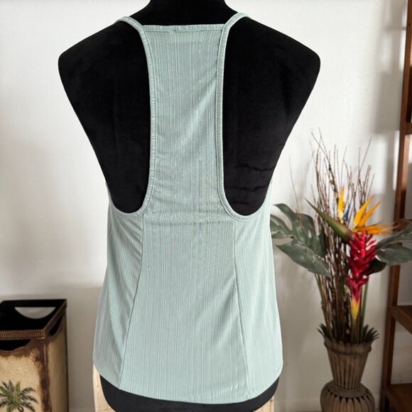 Free People Women's Slinky Slink Olive Green Racerback Tank Top Size Small MINT - Picture 4 of 7
